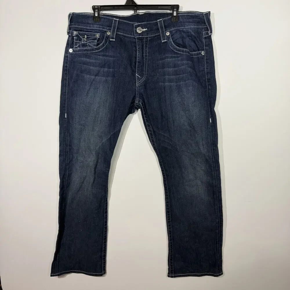 TRUE RELIGION Ricky Super Flap Relaxed Straight Jeans Blue